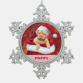 Gepersonaliseerde Pet Photo Snowflake ingelijst Or Tin Sneeuwvlok Ornament (Voorkant)