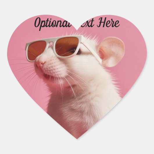 Gepersonaliseerde Pet Rat in Zonnebril Roze Hart Sticker (Voorkant)