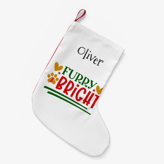 Gepersonaliseerde Pet Theme Furry en Bright Kleine Kerstsok (Voorkant (Hangend))