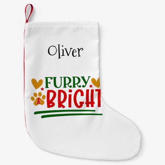 Gepersonaliseerde Pet Theme Furry en Bright Kleine Kerstsok (Voorkant)