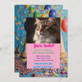 Gepersonaliseerde Pet Verjaardag Uitnodiging Custo (Voorkant / Achterkant)