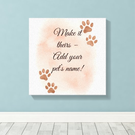 Gepersonaliseerde Pet Wall Art – Elegante Paw Prin Canvas Afdruk (Insitu (Houten vloer))