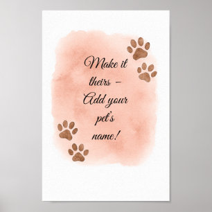 Gepersonaliseerde Pet Wall Art – Elegante Paw Prin Poster