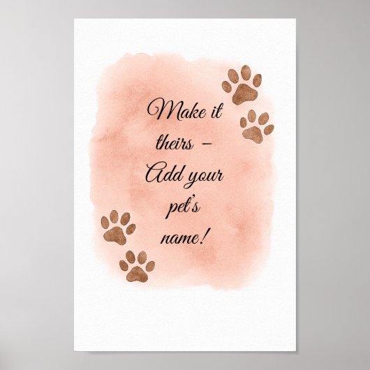 Gepersonaliseerde Pet Wall Art – Elegante Paw Prin Poster (Voorkant)