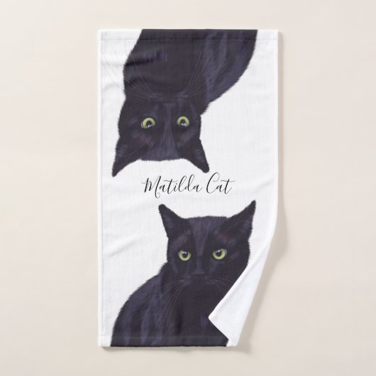 Gepersonaliseerde Pet Zwart-wit Kat Handdoek (Handdoek)