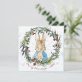 Gepersonaliseerde Peter de Konijn Foto Feestdagenkaart (Staand voorkant)