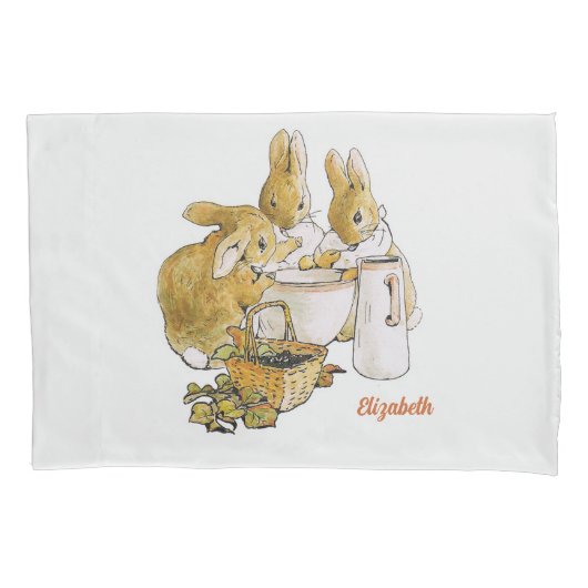 Gepersonaliseerde Peter, Flopsy, Mopsy Cottontail Kussensloop (Voorkant)