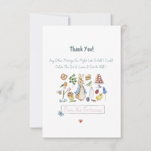 Gepersonaliseerde Peter het konijn Bedankkaart (Voorkant)