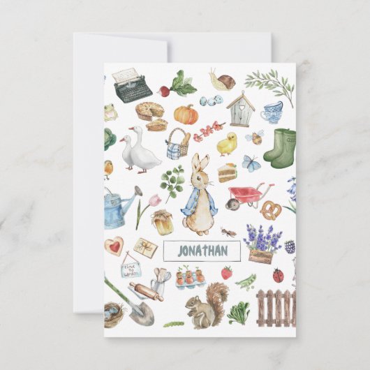 Gepersonaliseerde Peter het konijn Bedankkaart (Achterkant)