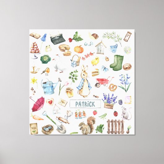 Gepersonaliseerde Peter het konijn Canvas Afdruk (Voorkant)