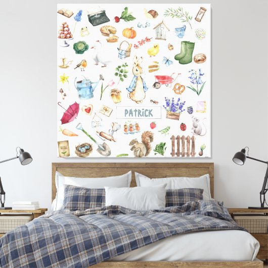 Gepersonaliseerde Peter het konijn Canvas Afdruk (Insitu (Slaapkamer))