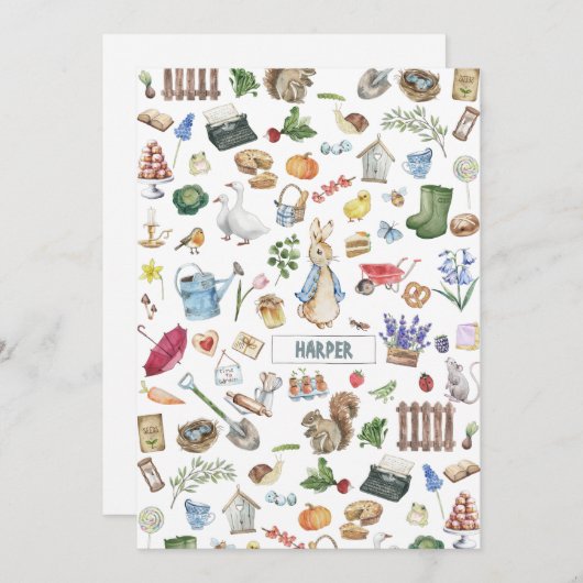 Gepersonaliseerde Peter het konijn Kaart (Voorkant / Achterkant)