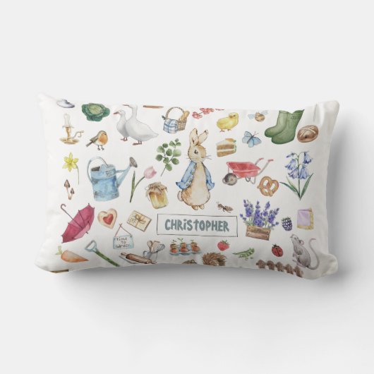 Gepersonaliseerde Peter het konijn Kussen (Achterkant)