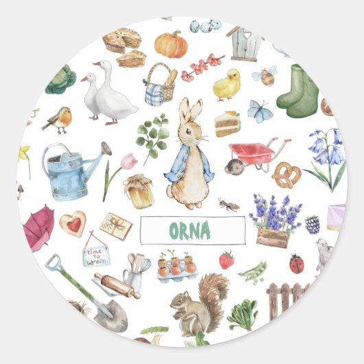 Gepersonaliseerde Peter het konijn Ronde Sticker (Voorkant)