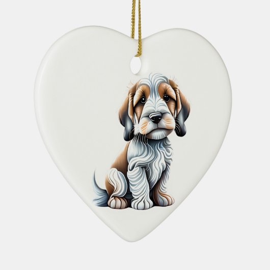 Gepersonaliseerde Petit Basset Griffon Vendéen Pup Keramisch Ornament (Rechts)