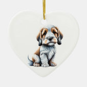 Gepersonaliseerde Petit Basset Griffon Vendéen Pup Keramisch Ornament (Voorkant)