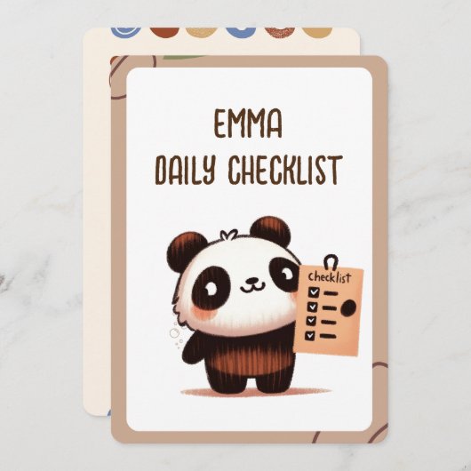 gepersonaliseerde petite Panda dagelijkse checklis (Voorkant / Achterkant)