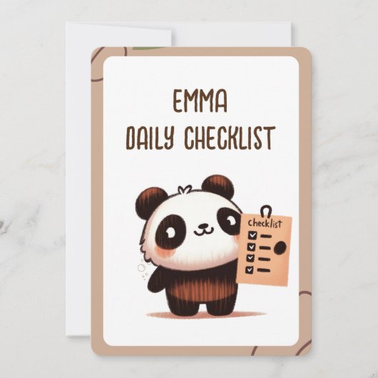 gepersonaliseerde petite Panda dagelijkse checklis (Voorkant)