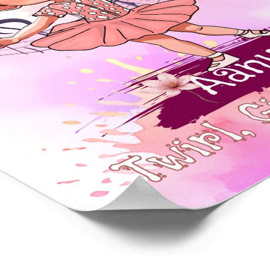 Gepersonaliseerde Peuter Ballerina Naam Poster (Hoek)