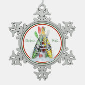 Gepersonaliseerde Pewter kajakken Kerst ornament (Voorkant)