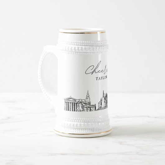 Gepersonaliseerde Philadelphia Gift Skyline Beer S Bierpul (Voorkant links)