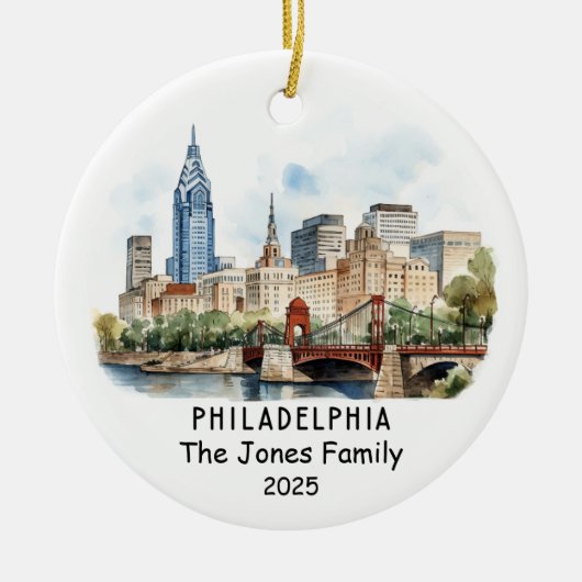 Gepersonaliseerde Philadelphia Ornament, Pennsylva Keramisch Ornament (Voorkant)