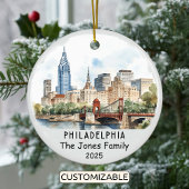 Gepersonaliseerde Philadelphia Ornament, Pennsylva Keramisch Ornament