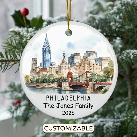 Gepersonaliseerde Philadelphia Ornament, Pennsylva Keramisch Ornament