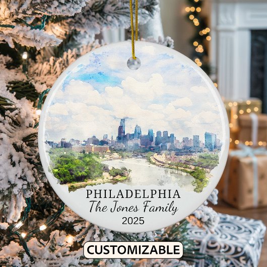 Gepersonaliseerde Philadelphia Ornament, Pennsylva Keramisch Ornament