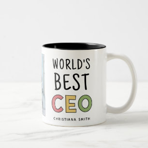 Gepersonaliseerde Photo World's Beste CEO Tweekleurige Koffiemok