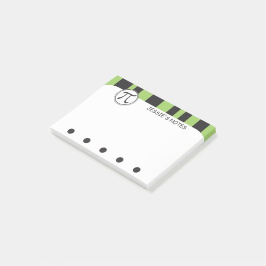 Gepersonaliseerde pi-symbool Wiskunde thema GROEN Post-it® Notes (Schuin)