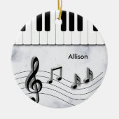 Gepersonaliseerde Piano Keys en Muzieknoten Kerst Keramisch Ornament (Voorkant)