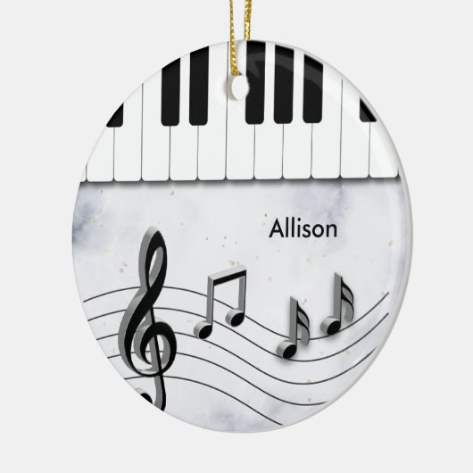 Gepersonaliseerde Piano Keys en Muzieknoten Kerst Keramisch Ornament (Links)