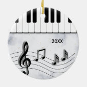 Gepersonaliseerde Piano Keys en Muzieknoten Kerst Keramisch Ornament (Achterkant)