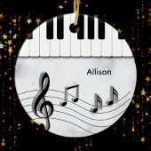 Gepersonaliseerde Piano Keys en Muzieknoten Kerst Keramisch Ornament