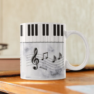 Gepersonaliseerde Piano Keys en Muzieknoten Koffiemok