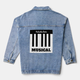 Gepersonaliseerde Piano Keys Muziek Muziekinstrume Denim Jacket