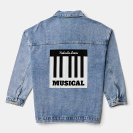 Gepersonaliseerde Piano Keys Muziek Muziekinstrume Denim Jacket