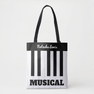Gepersonaliseerde Piano Keys Muziek Muziekinstrume Tote Bag