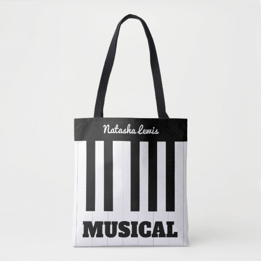 Gepersonaliseerde Piano Keys Muziek Muziekinstrume Tote Bag (Voorkant)