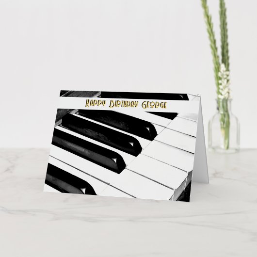Gepersonaliseerde Piano Keys Muziek Muzikant Verja Folie Wenskaart (Bloemen)