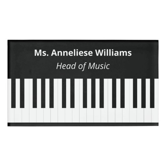 Gepersonaliseerde Piano Keys Toetsenbord Muziek Mu Naambadge (Voorkant)