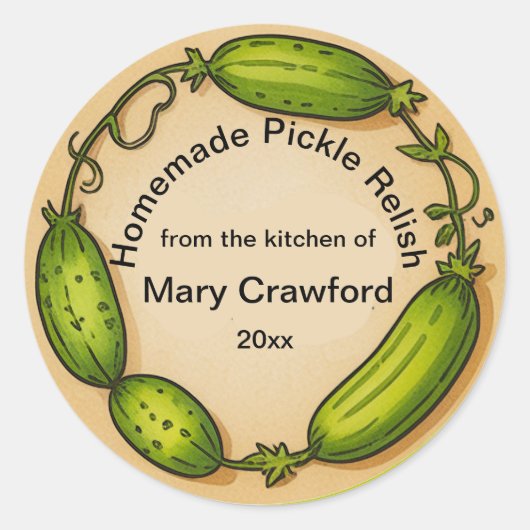Gepersonaliseerde Pickle Canning Jarring Labels (Voorkant)