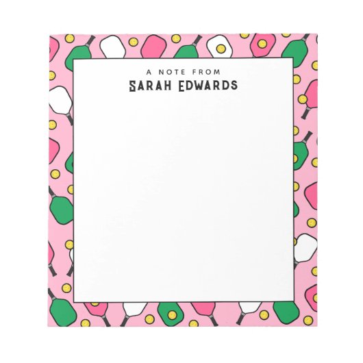 Gepersonaliseerde Pickleball cadeau-ideeën Notitieblok (Voorkant)