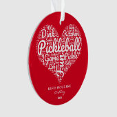 Gepersonaliseerde Pickleball Christmas Heart Ornament (voorkant)