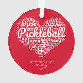 Gepersonaliseerde Pickleball Christmas Heart Ornament (achterkant)
