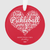 Gepersonaliseerde Pickleball Christmas Heart Ornament (voorkant)