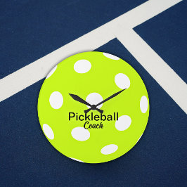 Gepersonaliseerde pickleball coach geel grote klok