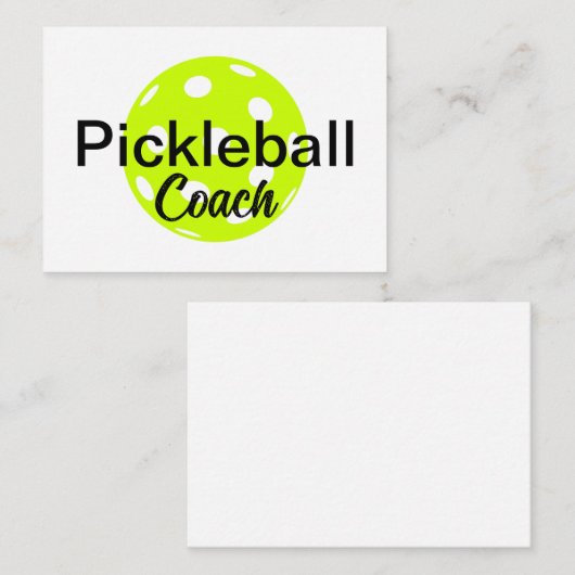 Gepersonaliseerde Pickleball Coach Naam Notitiekaartje (Voorkant / Achterkant)