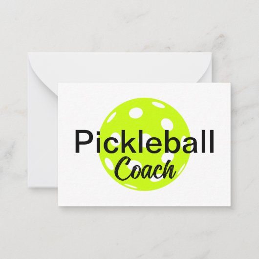 Gepersonaliseerde Pickleball Coach Naam Notitiekaartje (Voorkant)